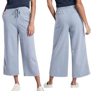 Athleta Farallon Heathered Wide Leg Crop Pants Womens 8P Blue Comfy Loungewear